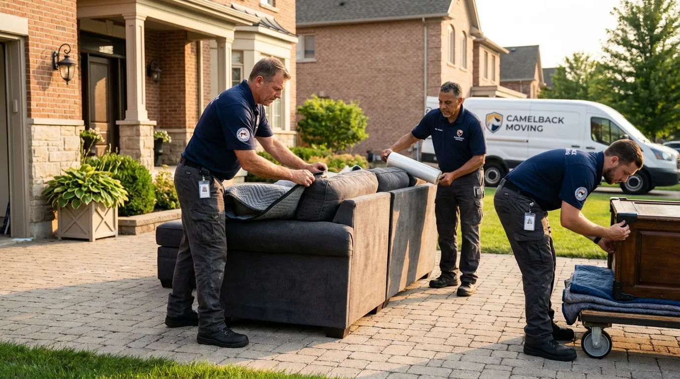 Large estate moving crew wrapping furniture in Minden, NV